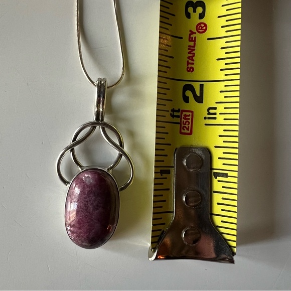 Vintage Art Nouveau Rhodonite Pendant, in Sterling 925 Silver - Picture 5 of 6